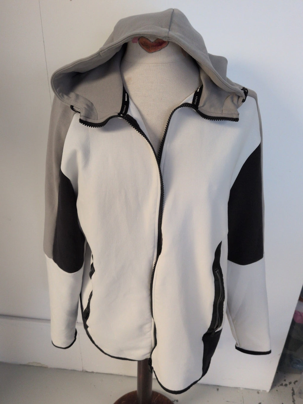 Peak Medium White/Grey/Black Full Zip Hoodie