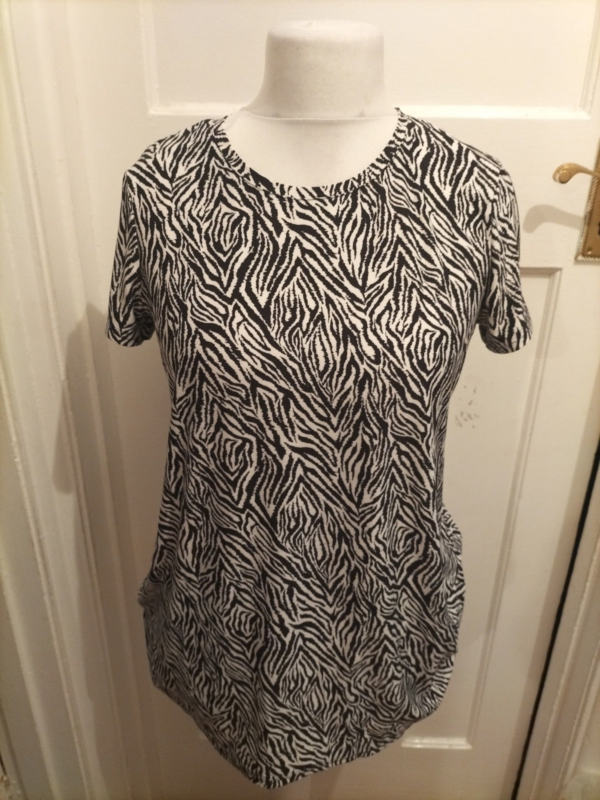 Beloved Medium Zebra Print Style Oversized Blouse Short Sleeve