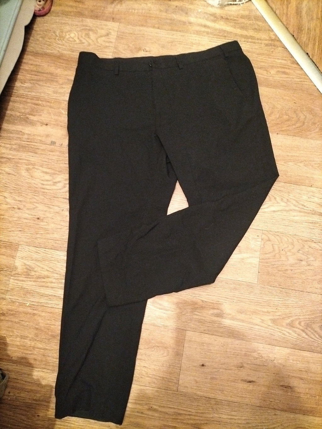 Mens Marks And Spencer Size 38 Short Black Slim Fit Trousers