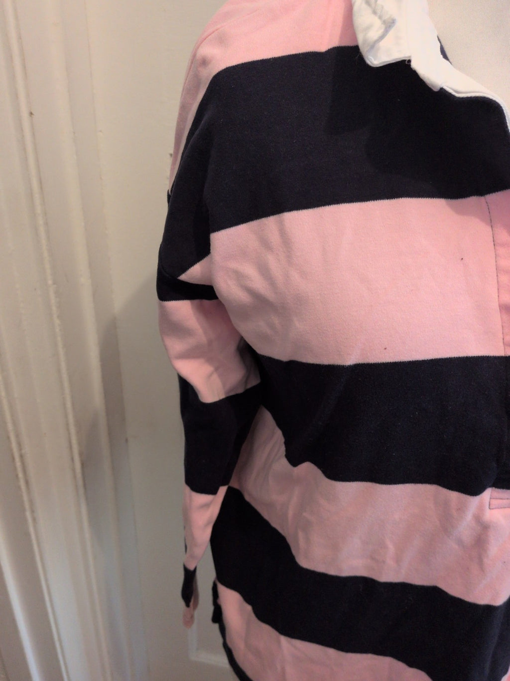 Logg H&M Large Pink And Navy Long Sleeve Polo