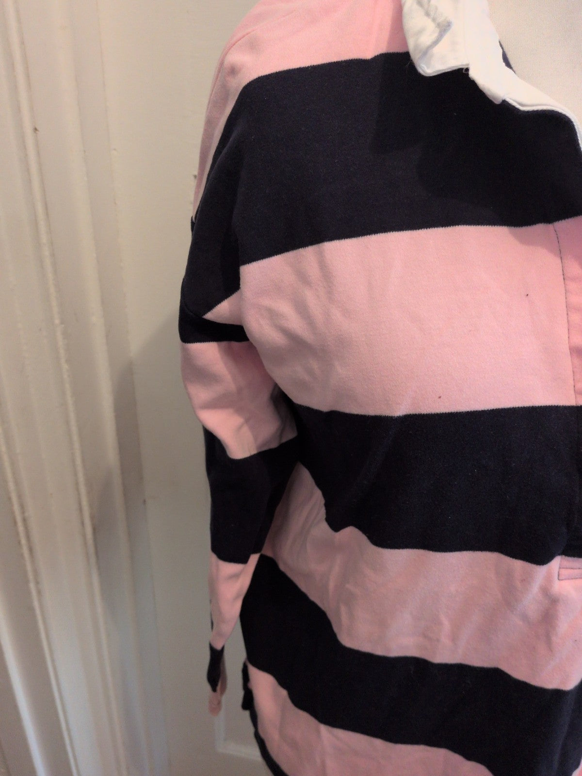 Logg H&M Large Pink And Navy Long Sleeve Polo