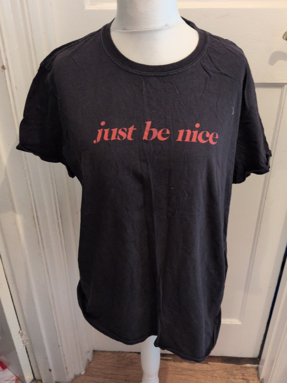 Ladies Boohoo Size 16 Black Just Be Nice Short Sleeve T-shirt
