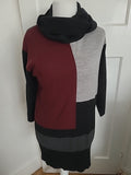 Ladies Debenhams Size 14 Black/Purple/Grey Roll Neck Jumper Dress