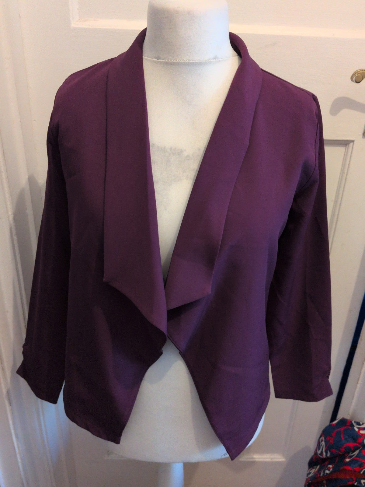Ladies Medium Purple Long Sleeve Blouse Open
