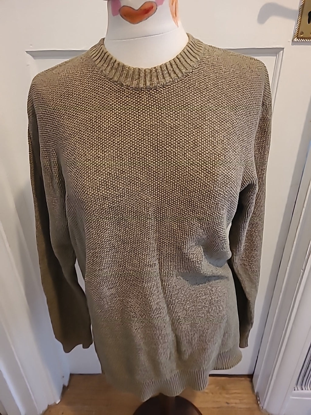 Mens Primark Size Medium Khaki Long Sleeved Pullover Jumper