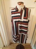 Ladies F&F Size 16 Multicoloured Striped Buttoned Sleeveless Blouse
