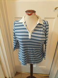 Ladies Maine Size 12 Blue Striped Collared Blouse