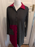 Tavin 8 Black Stripe Long Sleeve Buttoned Dress