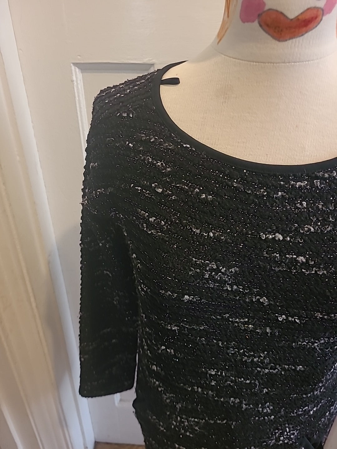 Ladies Next Size 6 Black Fleck Mid Sleeved Dress