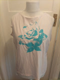 Etam 24 Pale Pink And Blue Rose Sleeveless T-shirt