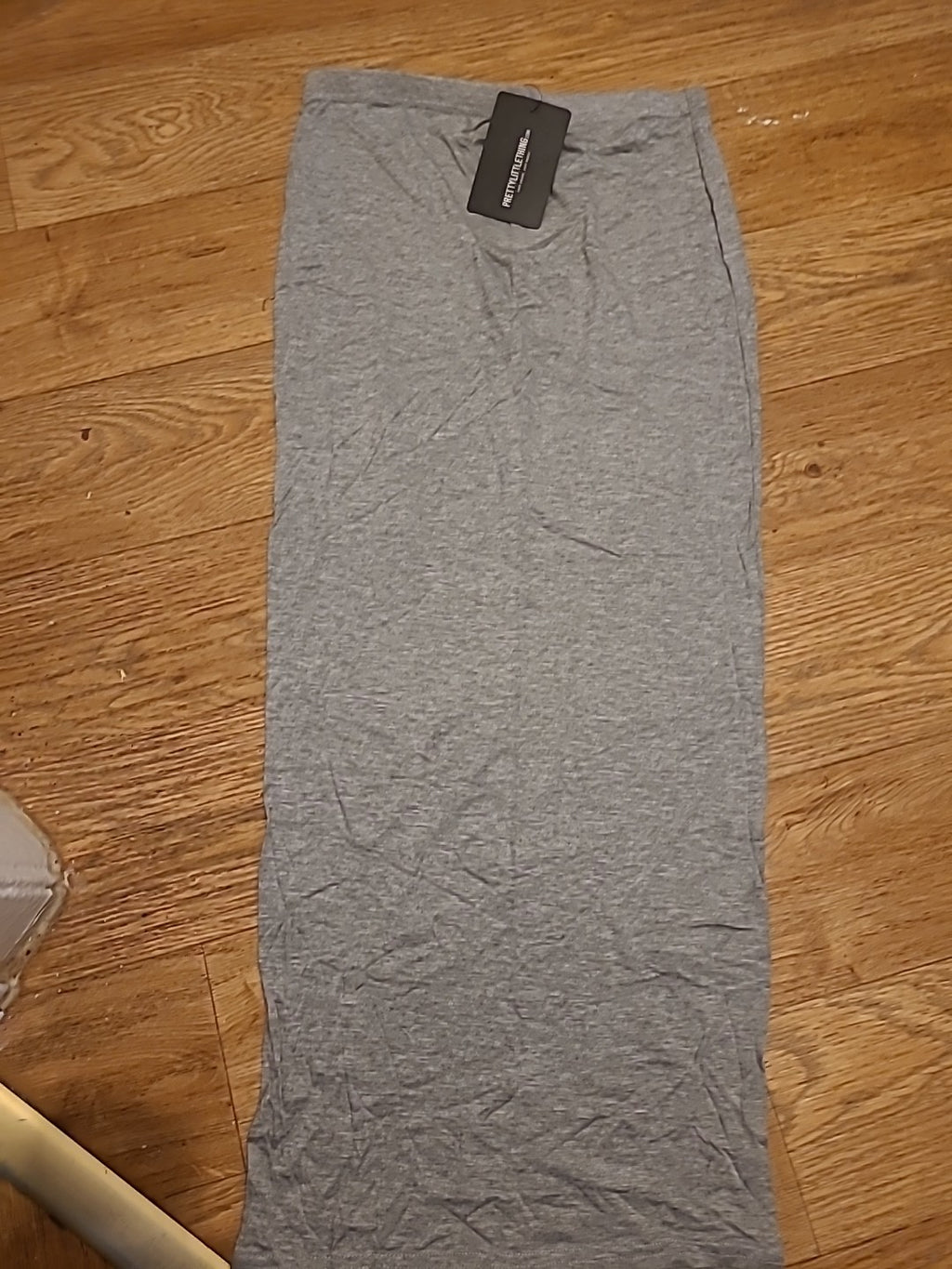 Brand New Ladies Prettylittlething Size 12 Grey Jersey Midaxi Skirt