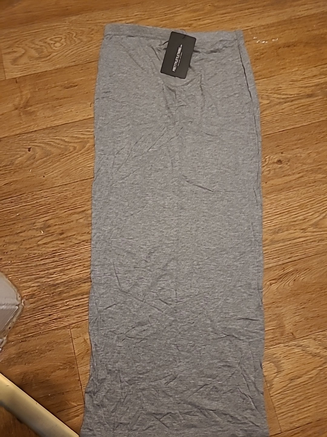 Brand New Ladies Prettylittlething Size 12 Grey Jersey Midaxi Skirt