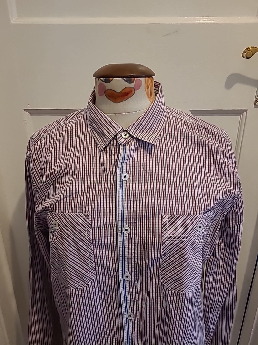 Mens Peter Werth Size Medium Red Check Long Sleeved Shirt