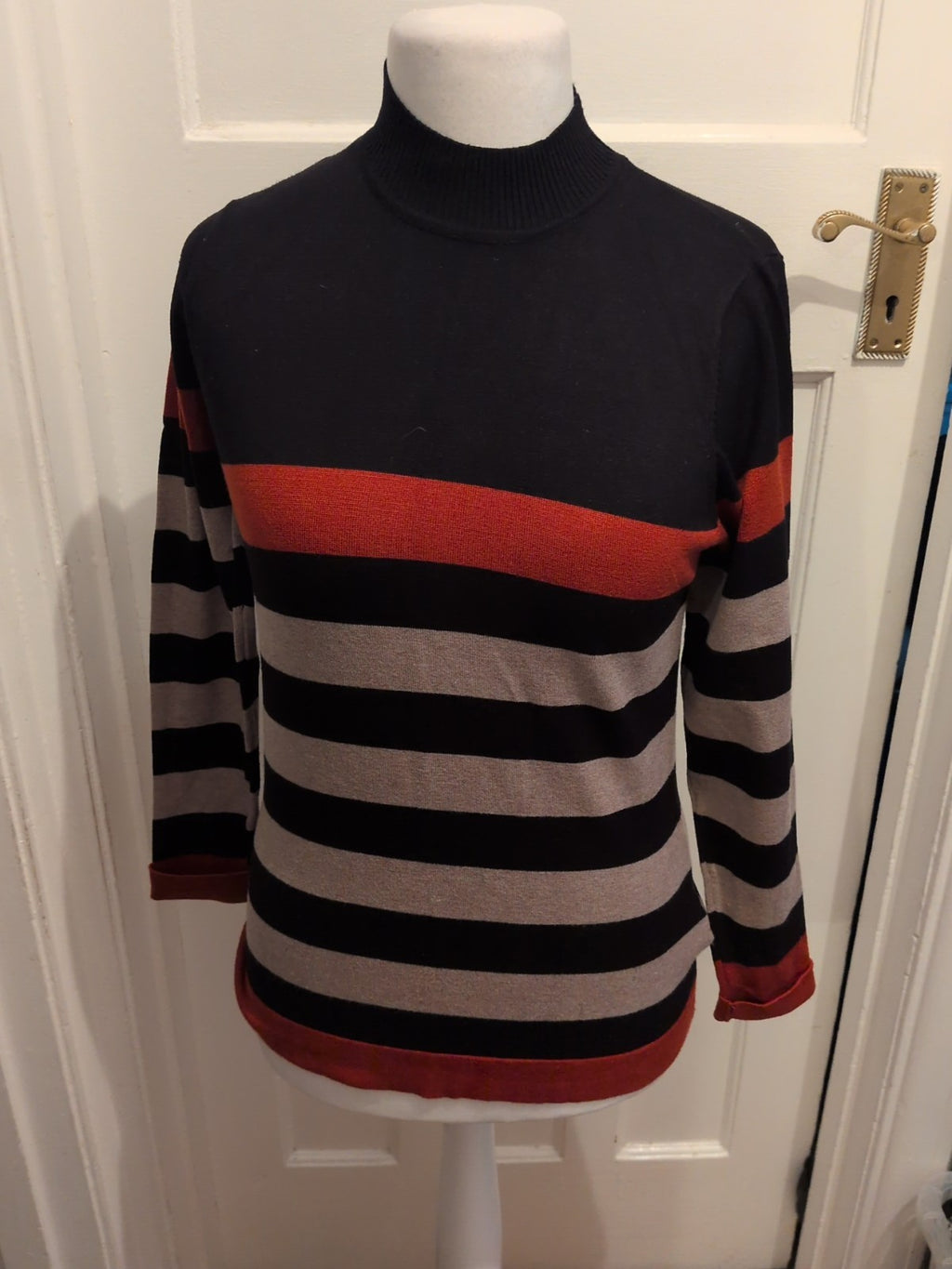 First Avenue Small Multi Stripe High Neck Jumper
