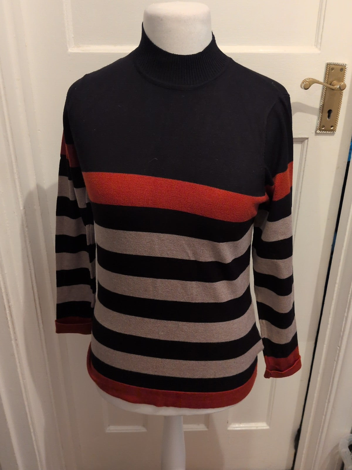First Avenue Small Multi Stripe High Neck Jumper