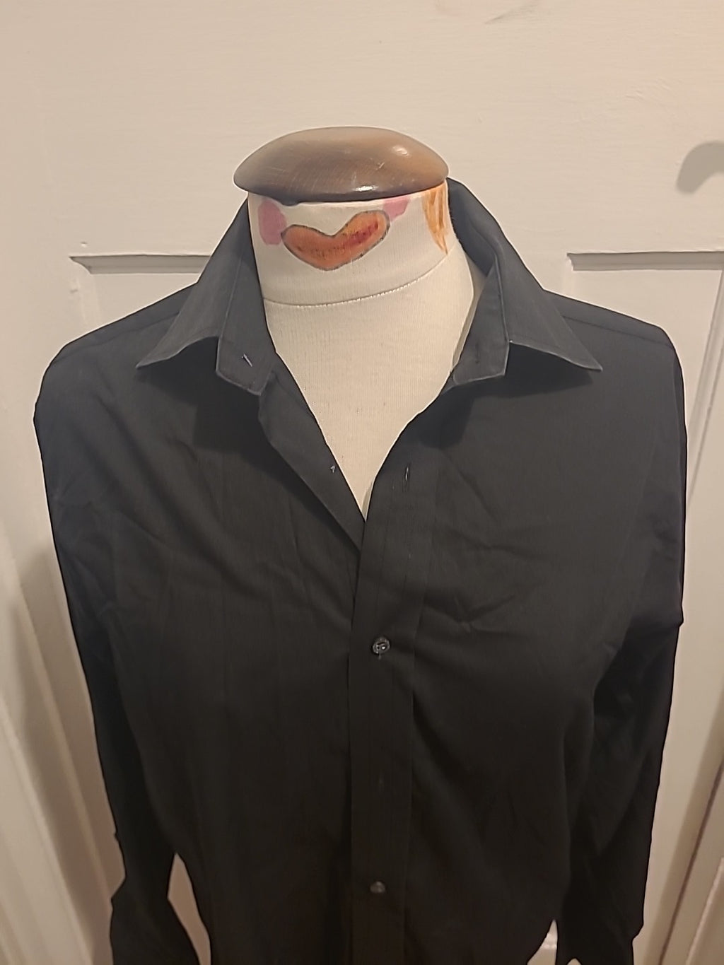 Mens Rochas Size 15R Black Cotton Rich Long Sleeved Shirt