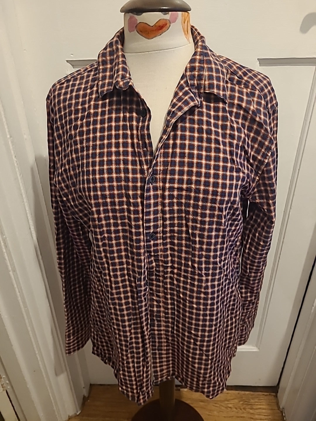 Mens Only & Sons Size Large Slim Fit Navy Purple Check Shirt