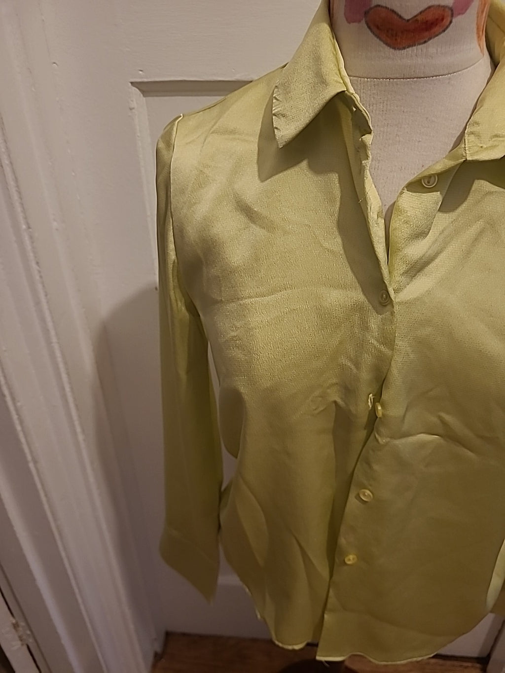 Ladies Primark Size 10 Lime Long Sleeved Blouse