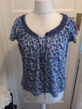 Peacocks 12 Navy Aztec Pattern Short Sleeve Blouse