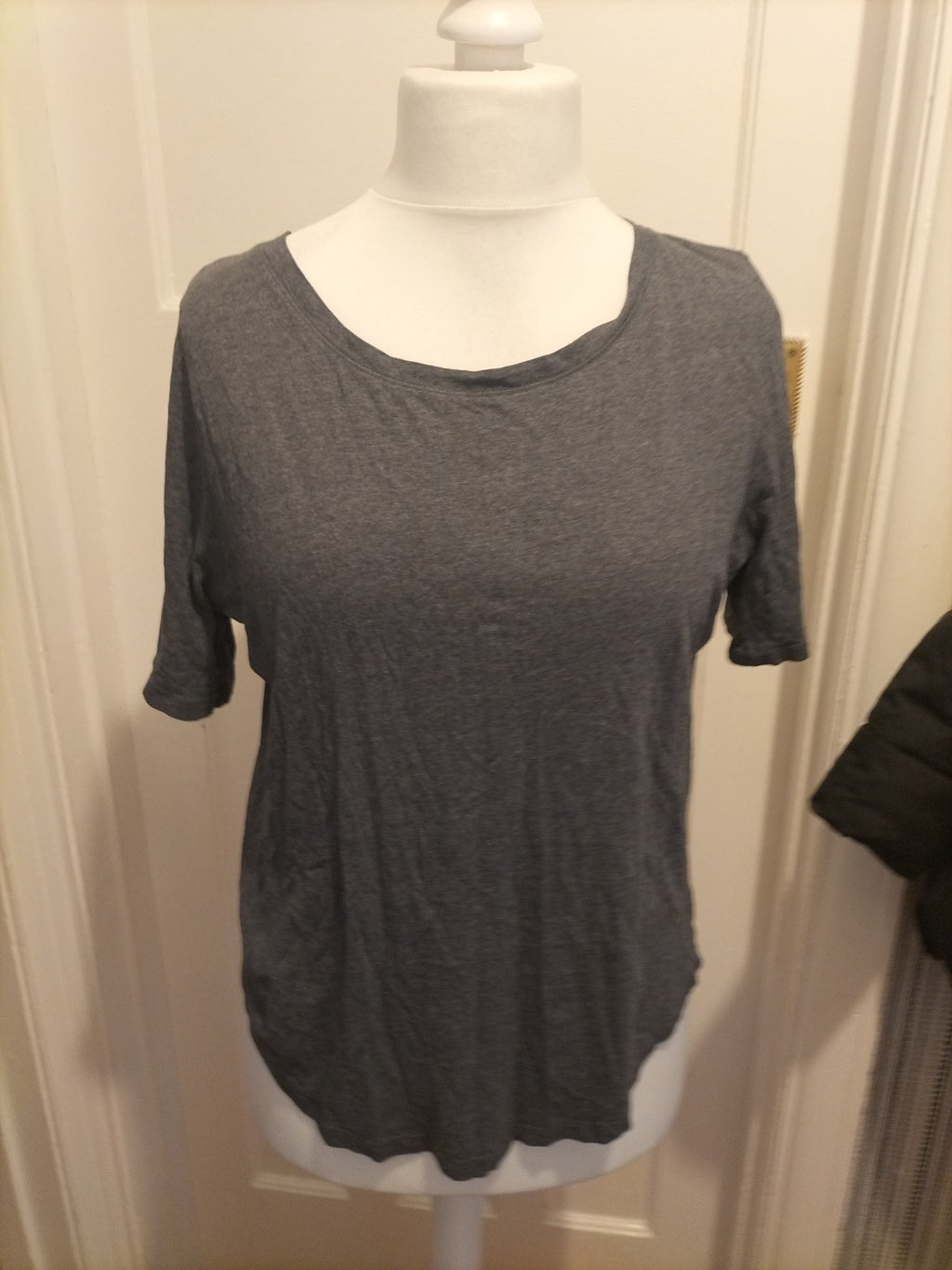 Ladies Marks And Spencer Size 14 Grey Short Sleeved Pyjama Top
