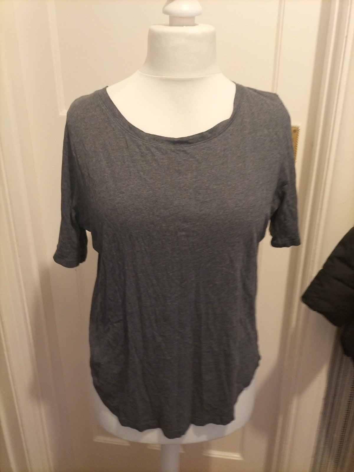 Ladies Marks And Spencer Size 14 Grey Short Sleeved Pyjama Top