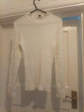 Primark Size Medium White Round Neck Long Sleeve Top