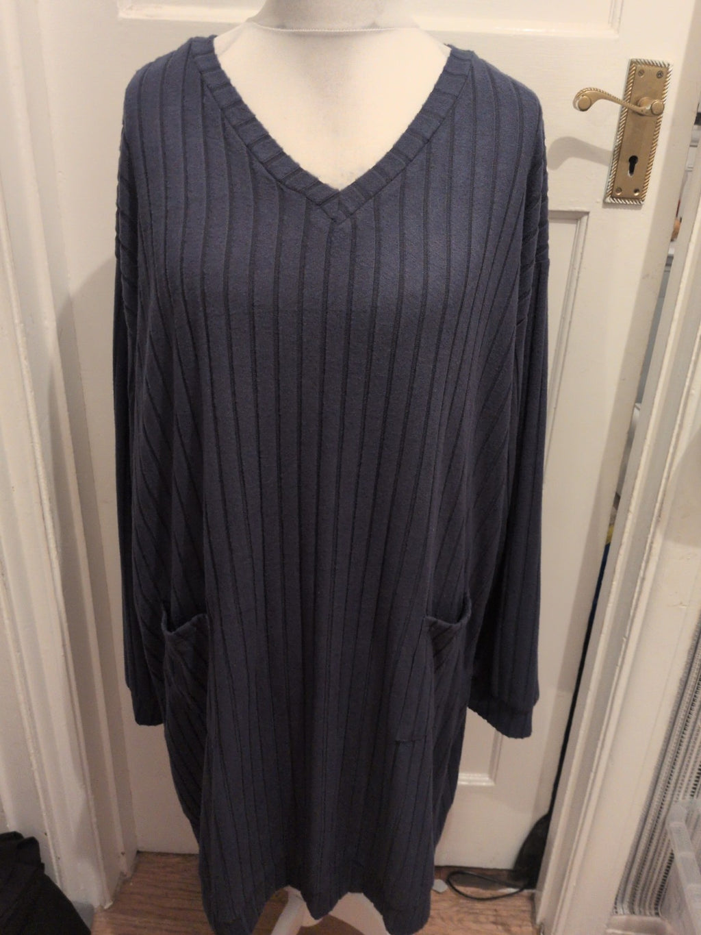 5XL Navy Long Sleeve Blouse