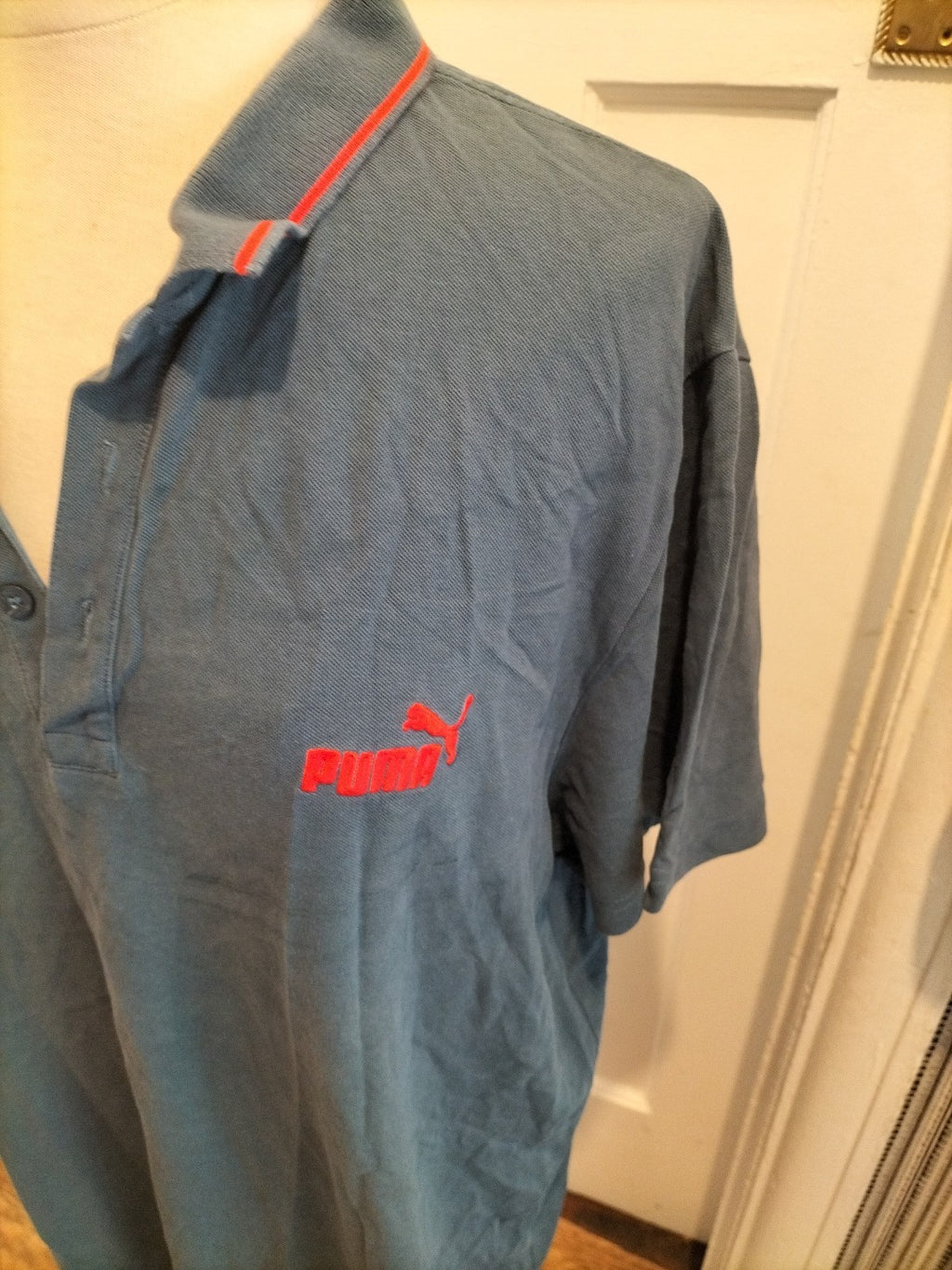 Mens Puma Size 2XL Blue Short Sleeved Polo