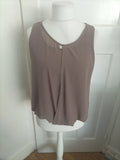 Ladies Apricot Size 12 Brown Sleeveless Blouse