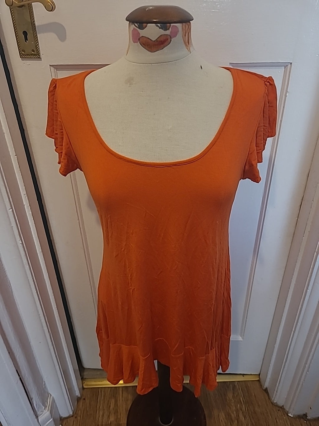 Ladies Wallis Size Medium Orange Short Sleeved Dress