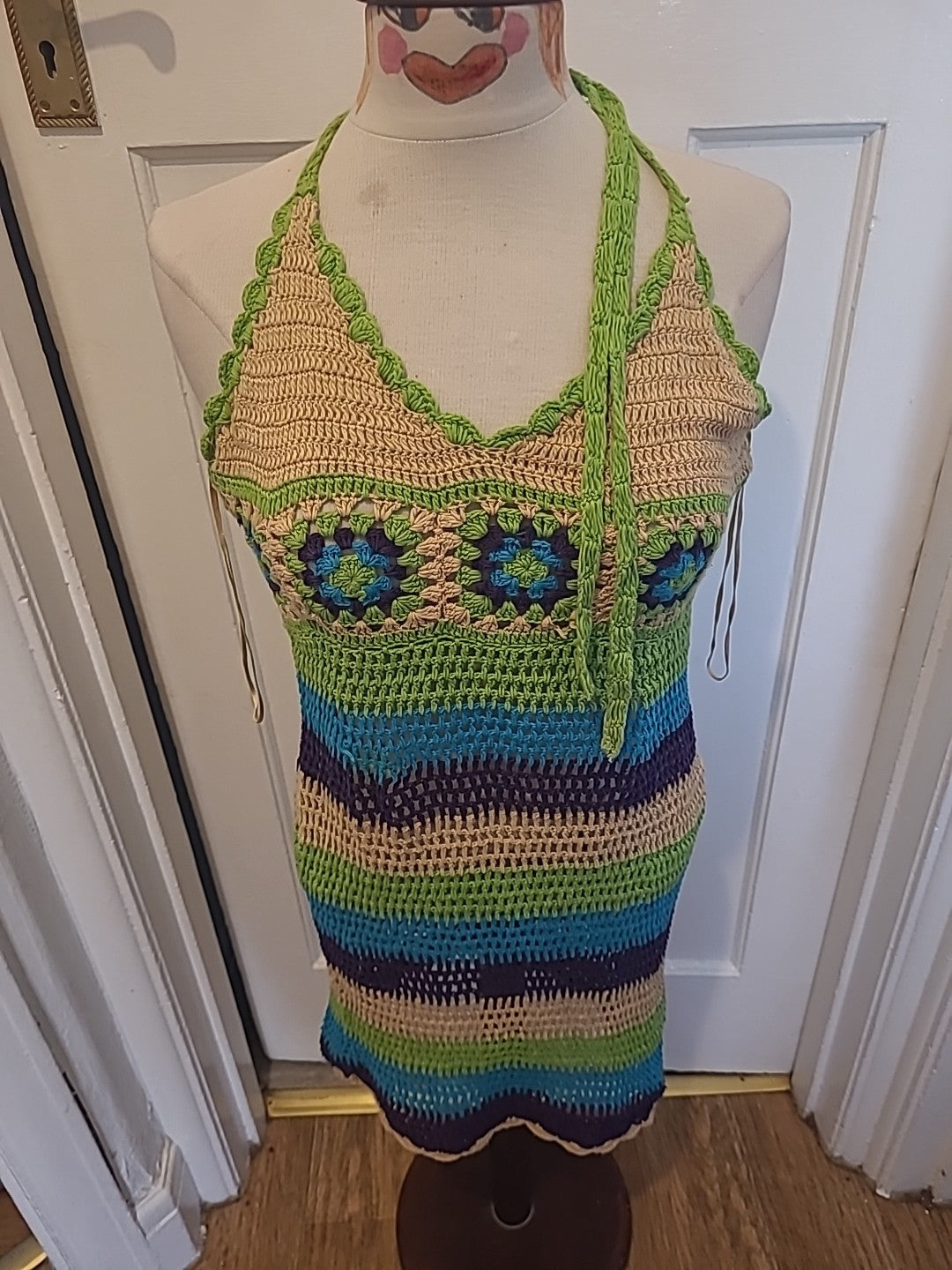 Ladies Stradivarius Size Small Knitted Style Sleeveless Halterneck Dress