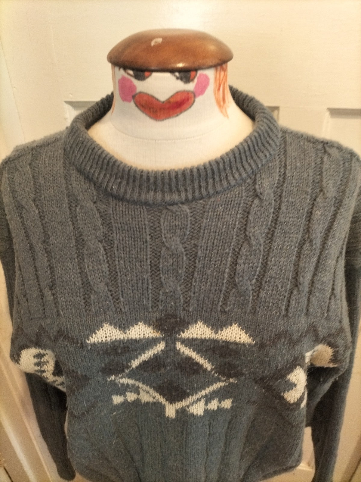 Mens C&A Size Medium Green Knitted Jumper
