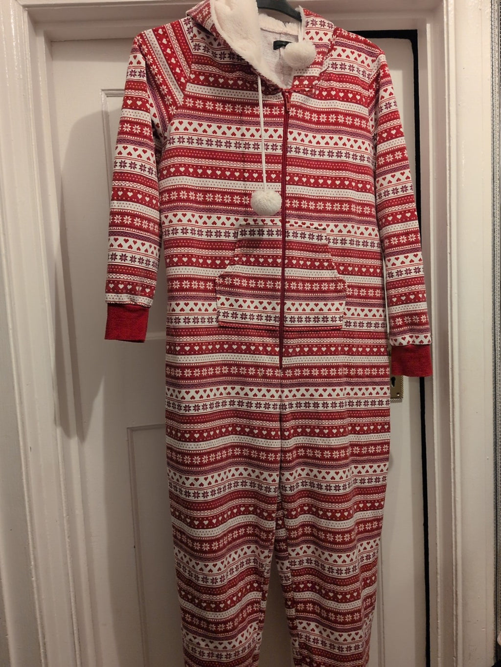 XL Red And White Christmas All In One Pyjama