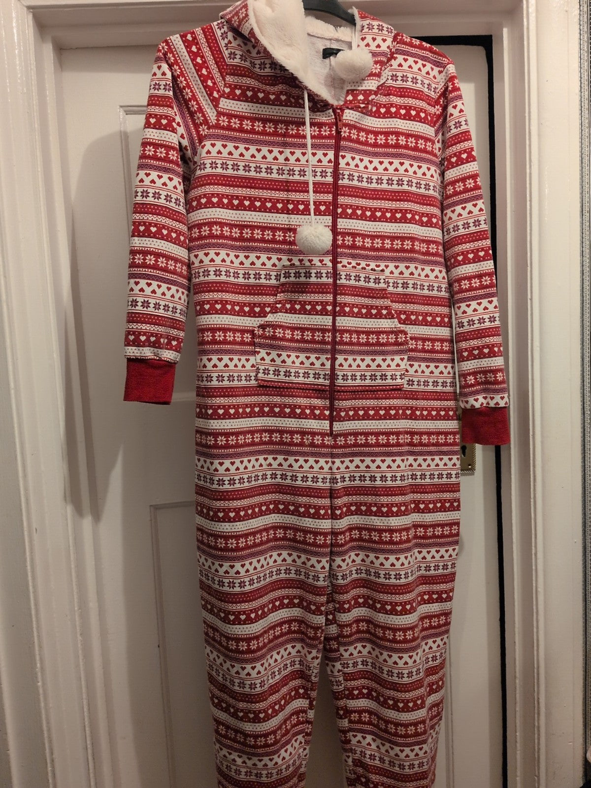 XL Red And White Christmas All In One Pyjama