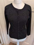Ladies Marks And Spencer 10 Black With Stud Style Pattern Cardigan