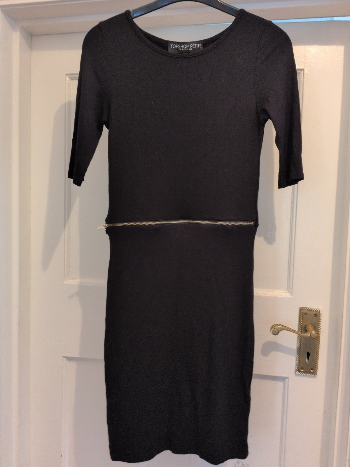 Topshop Petite 8 Black Dress Half Sleeve