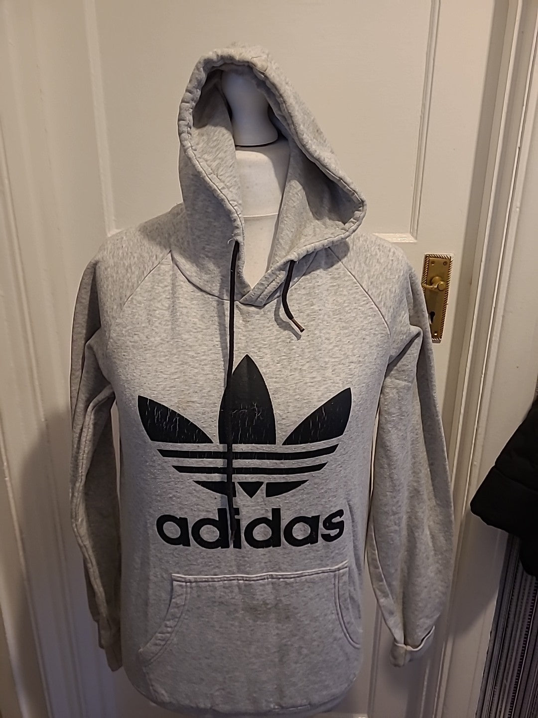 Mens Adidas Size Medium Grey Print Hoodie(Cracking)