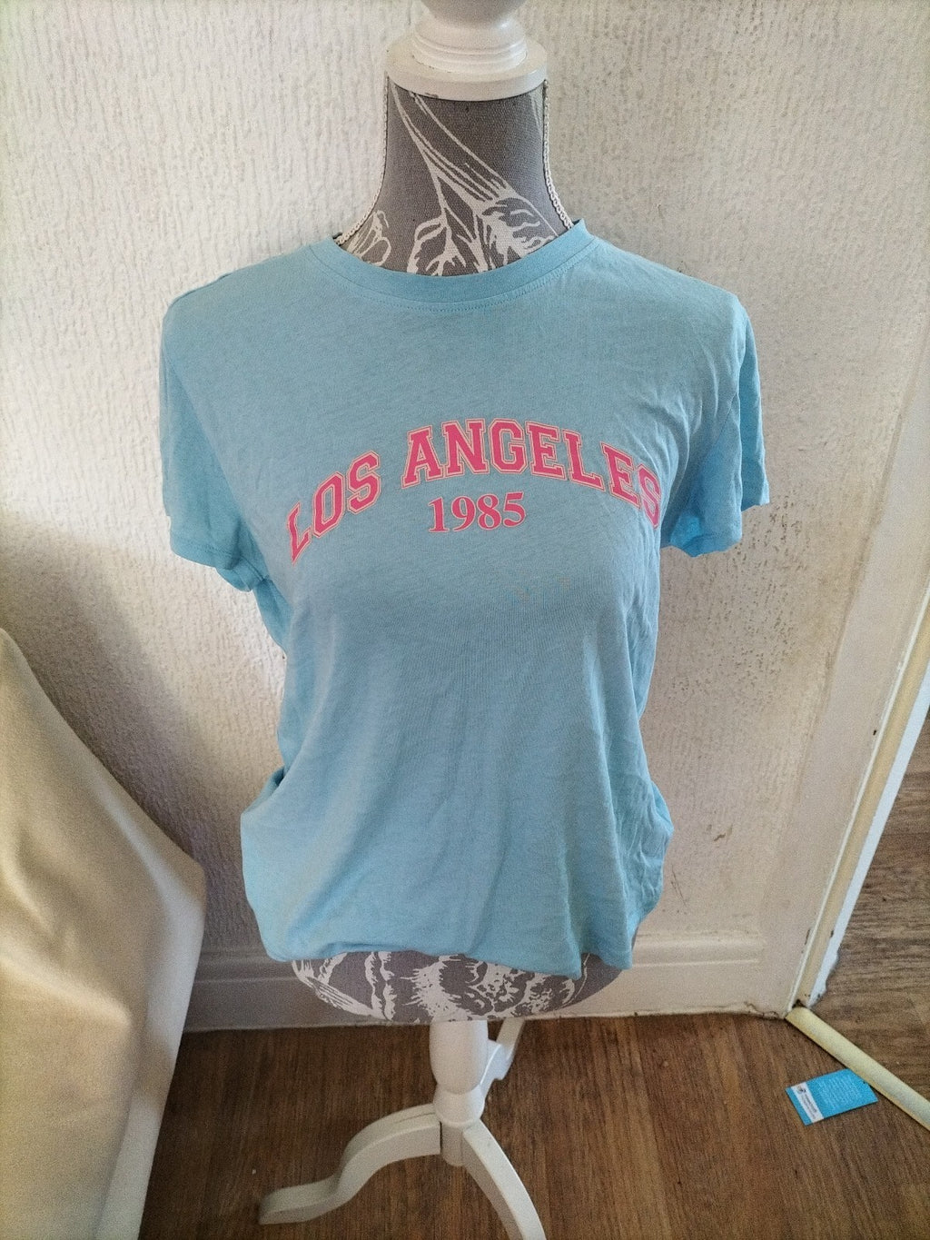 Ladies Primark 10-12 Los Angeles Baby Blue Tee