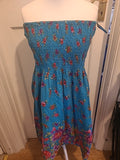Ladies Cynthia Mehra One Size Blue Floral Sleeveless Strapless Dress