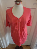 Ladies Cotton Traders Size 12 Pink Short Sleeved Blouse