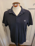 Mens Fred Perry Size Large Black/Navy Short Sleeved Polo