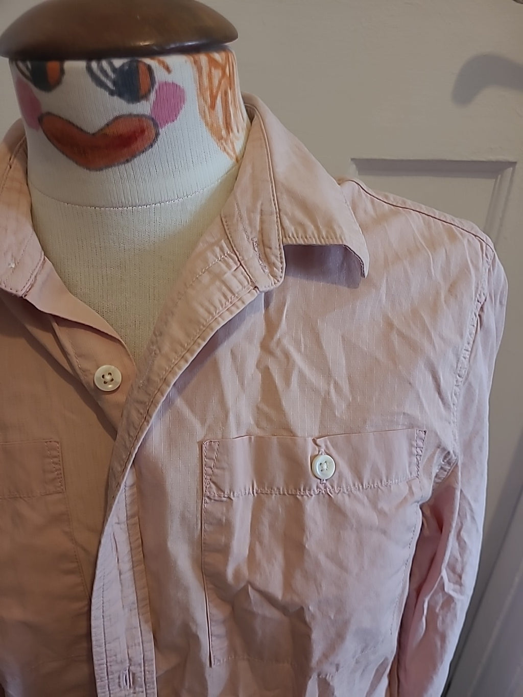 Mens Top Man Small Beige Long Sleeve Shirt