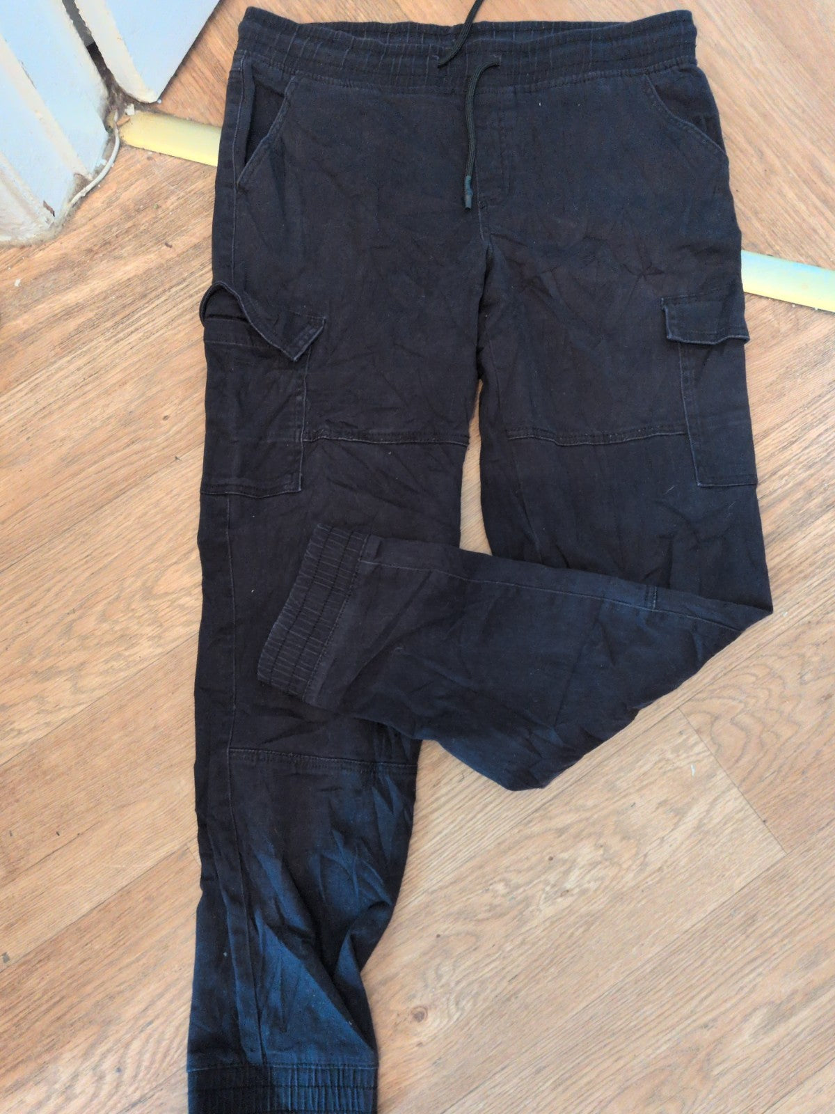 Alphar One 34" Black Elasticated Cargo Trousers