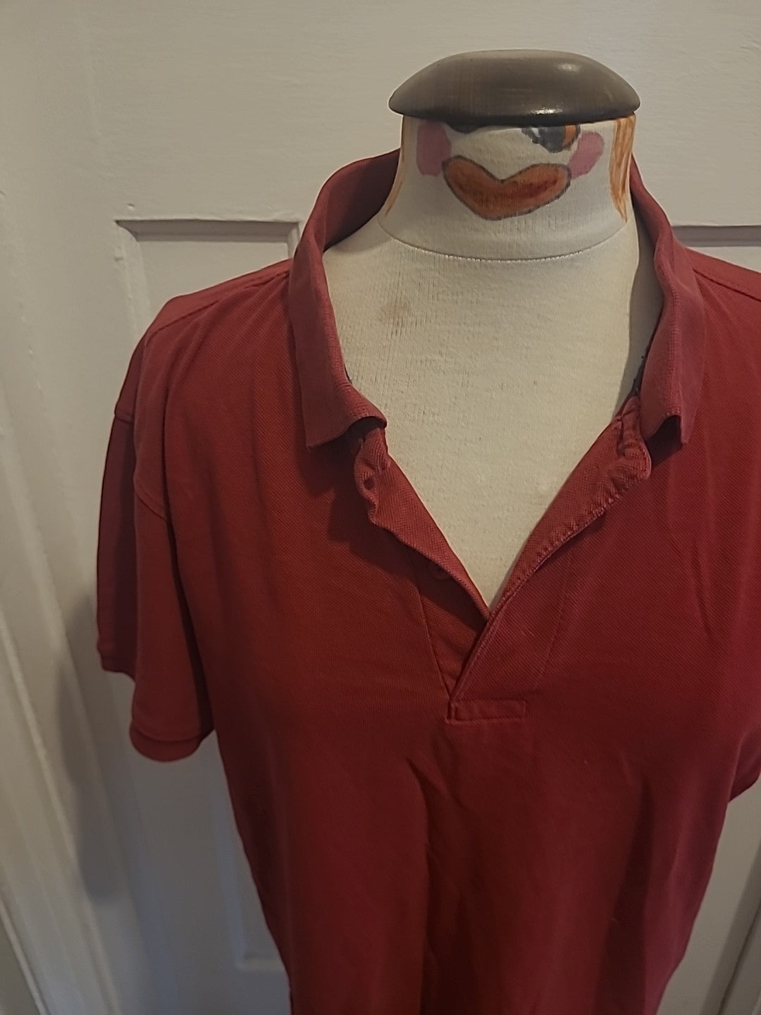 Mens Primark Size Large Red Short Sleeved Collered Polo