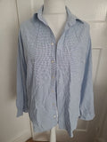 Men Marks And Spencer Size 15 1/2 Blue And White Check Long Sleeved Shirt