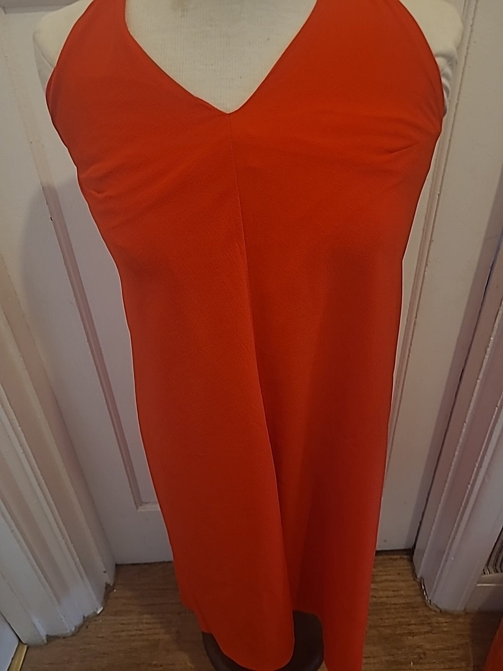 Ladies Topshop Size 10 Red Sleeveless Halterneck Midi Dress