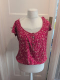 M&Co Small Hot Pink And White Short Sleeve Blouse