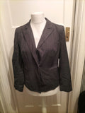 Ladies Marks And Spencer Size 14 Grey And White Striped Lined Padded Blazer