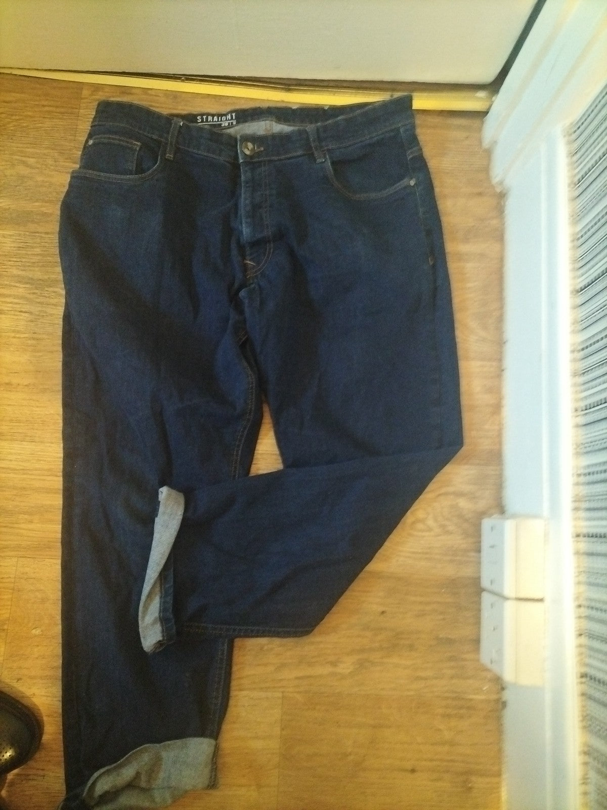 Mens Size 38x34 Black Straight Jeans