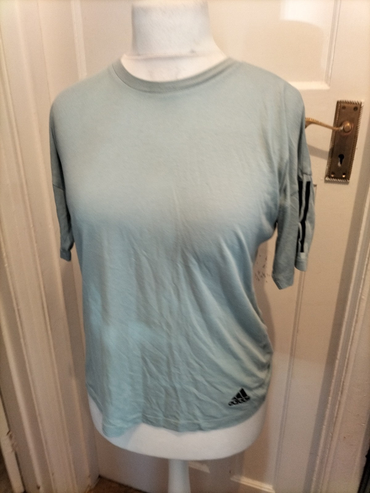 Ladies Adidas Size 8-10 Blue Short Sleeved Tshirt